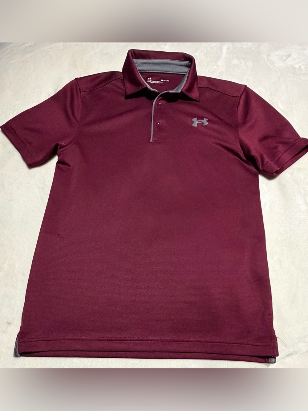 Under Armour Burgundy Polo with Gray Logo Trim